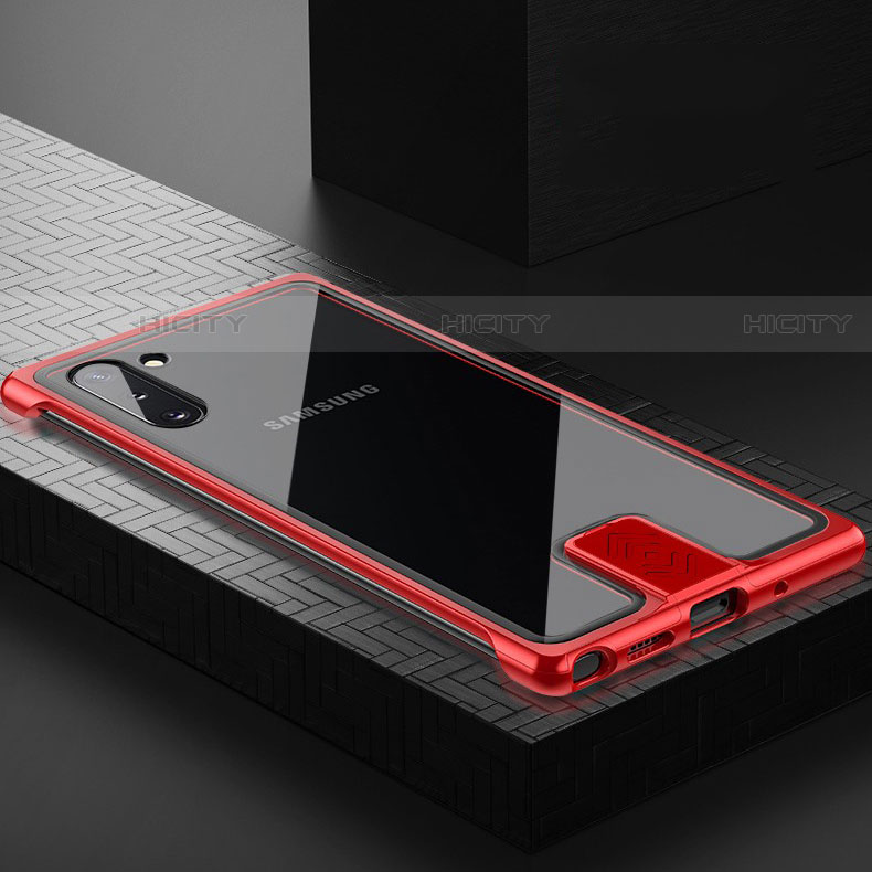 Coque Rebord Bumper Luxe Aluminum Metal Miroir 360 Degres Housse Etui Aimant M05 pour Samsung Galaxy Note 10 Rouge Plus