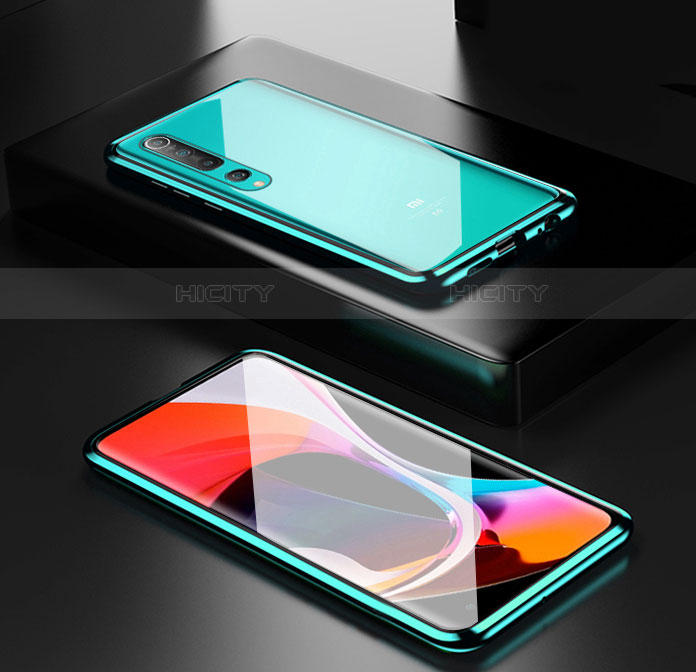 Coque Rebord Bumper Luxe Aluminum Metal Miroir 360 Degres Housse Etui Aimant M05 pour Xiaomi Mi 10 Pro Vert Plus