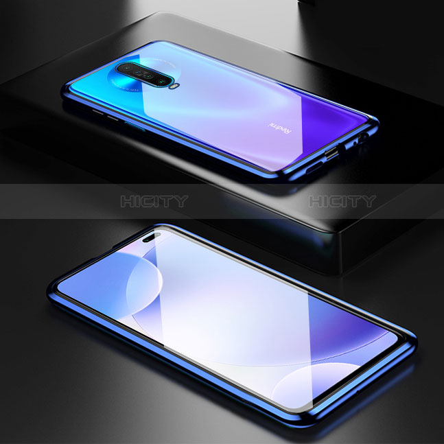 Coque Rebord Bumper Luxe Aluminum Metal Miroir 360 Degres Housse Etui Aimant M05 pour Xiaomi Poco X2 Bleu Plus