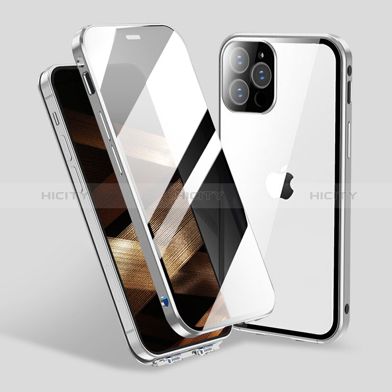 Coque Rebord Bumper Luxe Aluminum Metal Miroir 360 Degres Housse Etui Aimant M06 pour Apple iPhone 14 Pro Plus