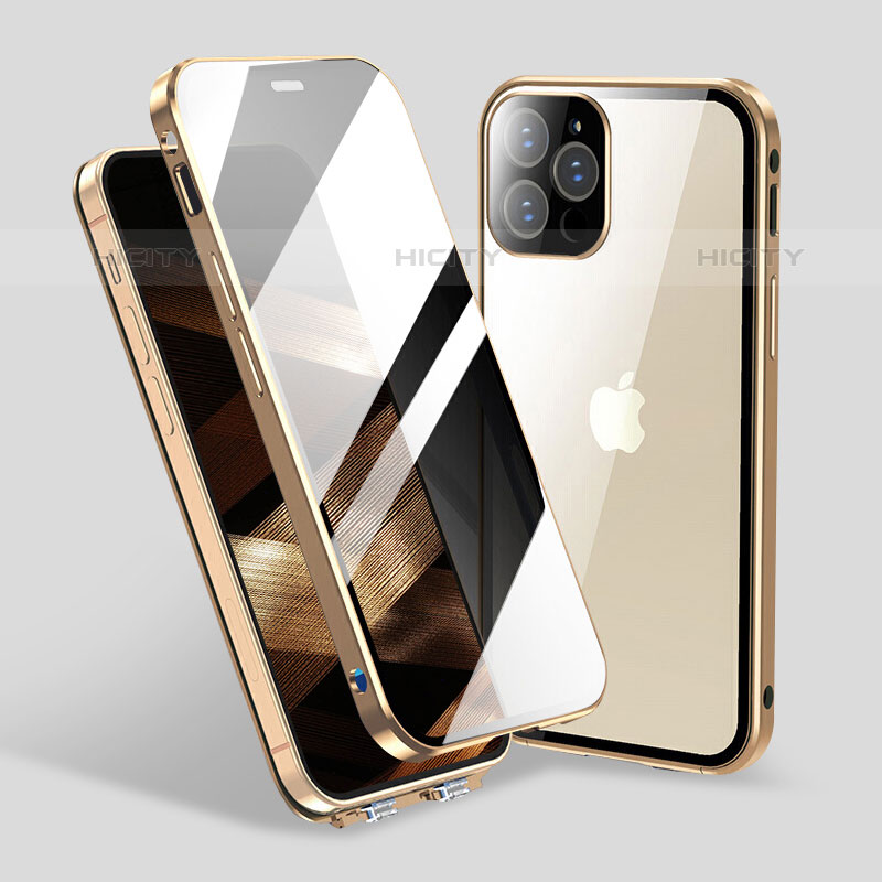 Coque Rebord Bumper Luxe Aluminum Metal Miroir 360 Degres Housse Etui Aimant M06 pour Apple iPhone 16 Pro Max Plus