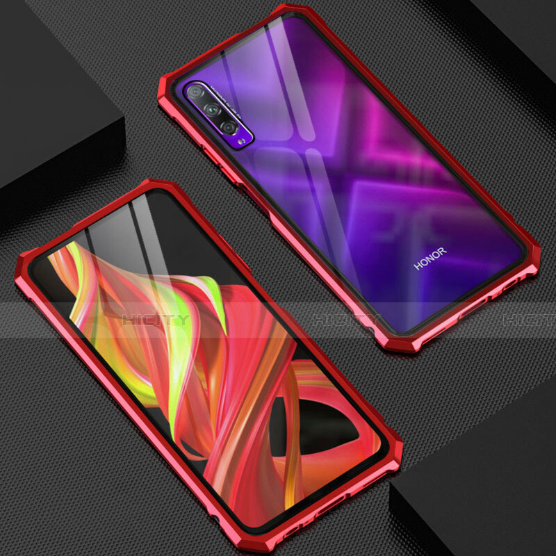 Coque Rebord Bumper Luxe Aluminum Metal Miroir 360 Degres Housse Etui Aimant M06 pour Huawei Honor 9X Pro Rouge Plus