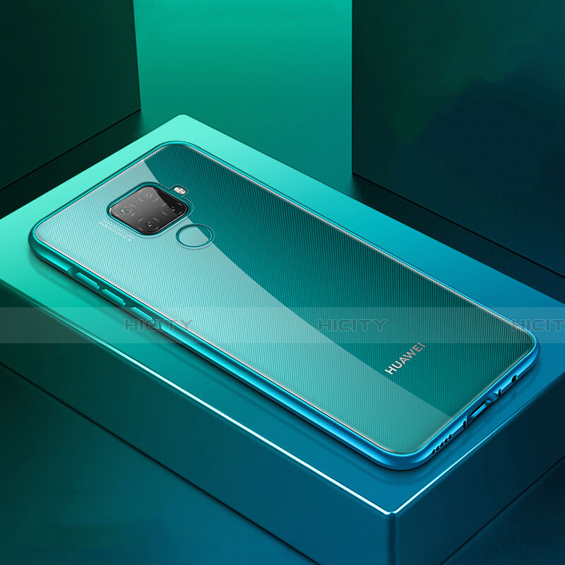 Coque Rebord Bumper Luxe Aluminum Metal Miroir 360 Degres Housse Etui Aimant M06 pour Huawei Mate 30 Lite Cyan Plus