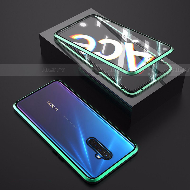 Coque Rebord Bumper Luxe Aluminum Metal Miroir 360 Degres Housse Etui Aimant M06 pour Oppo Reno Ace Plus