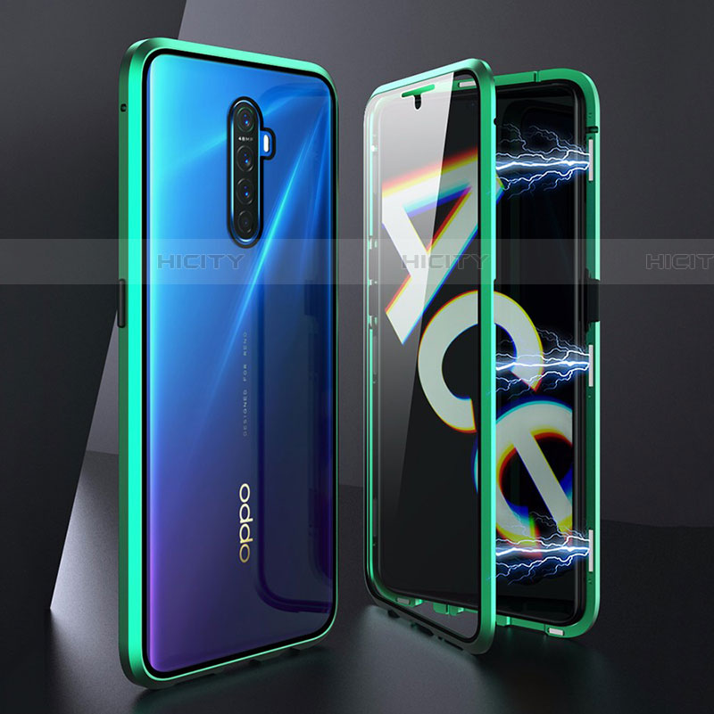 Coque Rebord Bumper Luxe Aluminum Metal Miroir 360 Degres Housse Etui Aimant M06 pour Oppo Reno Ace Plus