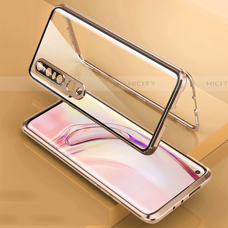 Coque Rebord Bumper Luxe Aluminum Metal Miroir 360 Degres Housse Etui Aimant M06 pour Xiaomi Mi 10 Pro Or Plus