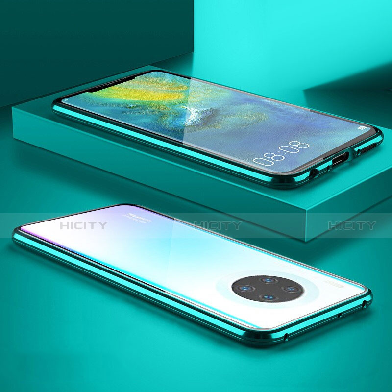 Coque Rebord Bumper Luxe Aluminum Metal Miroir 360 Degres Housse Etui Aimant M07 pour Huawei Mate 30 Pro 5G Vert Plus