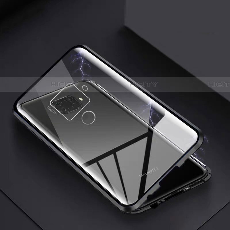 Coque Rebord Bumper Luxe Aluminum Metal Miroir 360 Degres Housse Etui Aimant M07 pour Huawei Nova 5z Noir Plus