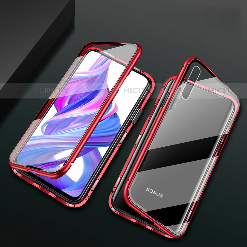 Coque Rebord Bumper Luxe Aluminum Metal Miroir 360 Degres Housse Etui Aimant M07 pour Huawei P Smart Pro (2019) Rouge Plus