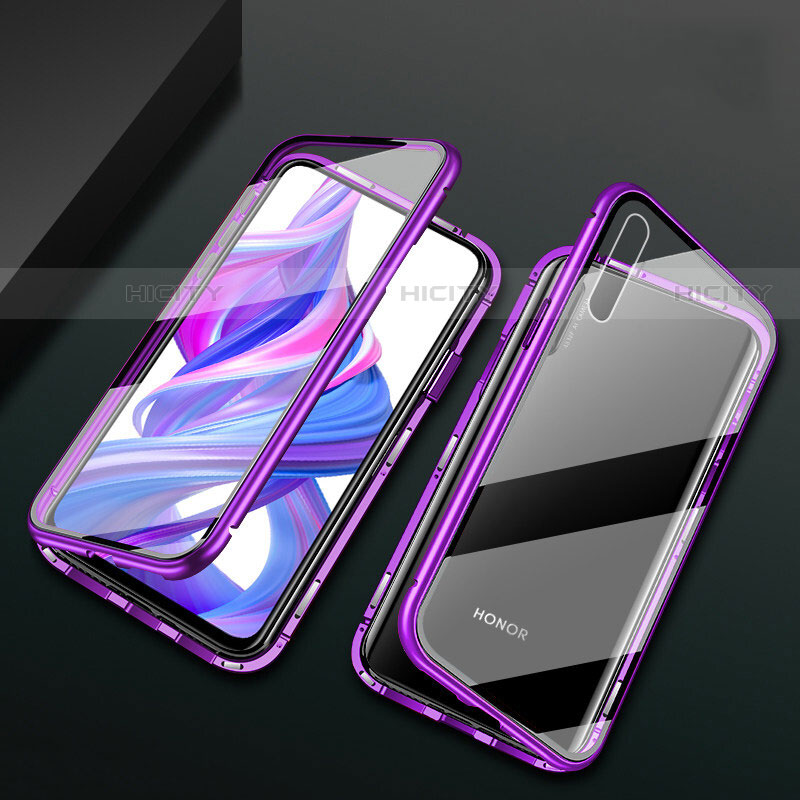 Coque Rebord Bumper Luxe Aluminum Metal Miroir 360 Degres Housse Etui Aimant M07 pour Huawei Y9s Violet Plus