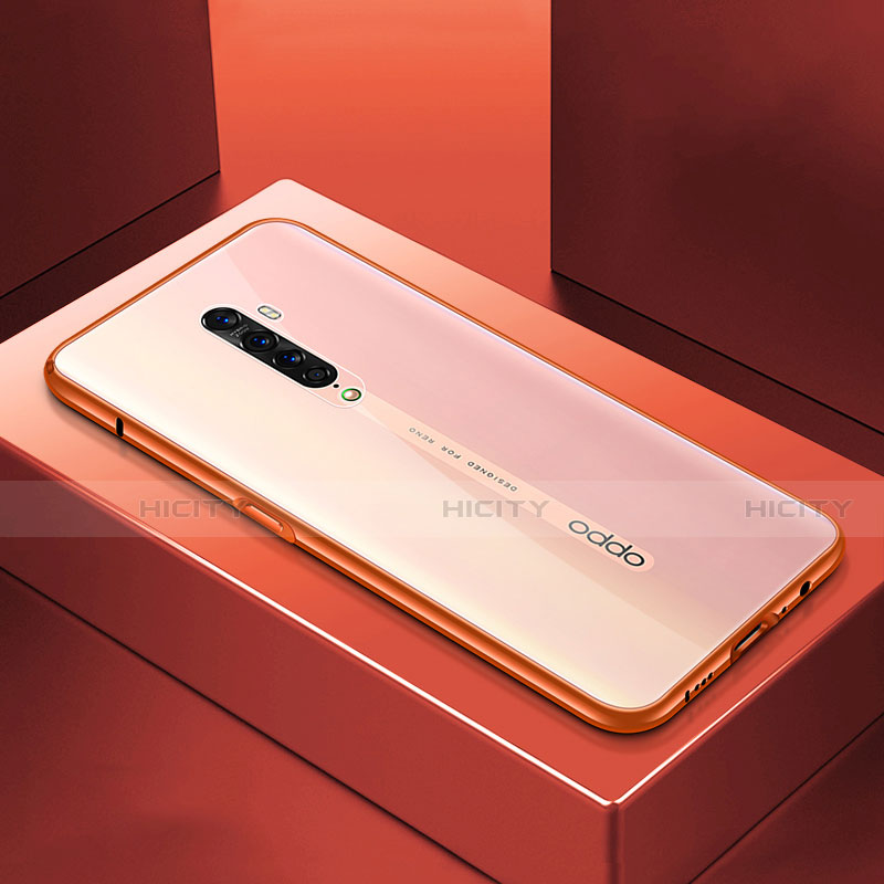 Coque Rebord Bumper Luxe Aluminum Metal Miroir 360 Degres Housse Etui Aimant M07 pour Oppo Reno2 Orange Plus