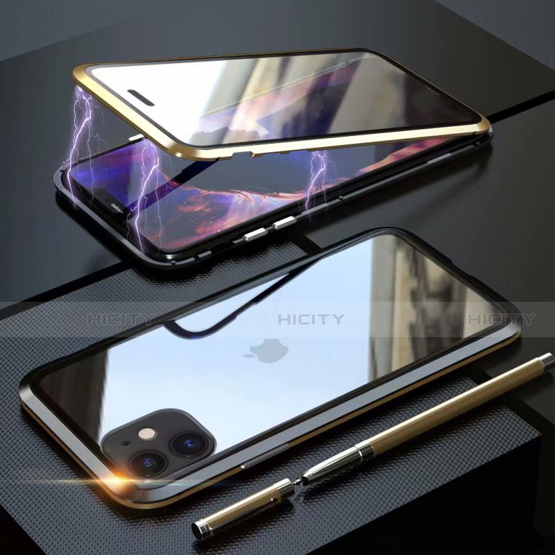 Coque Rebord Bumper Luxe Aluminum Metal Miroir 360 Degres Housse Etui Aimant M08 pour Apple iPhone 11 Plus