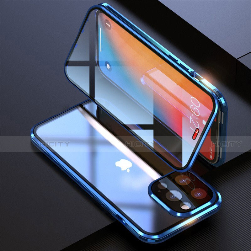 Coque Rebord Bumper Luxe Aluminum Metal Miroir 360 Degres Housse Etui Aimant M08 pour Apple iPhone 13 Pro Plus