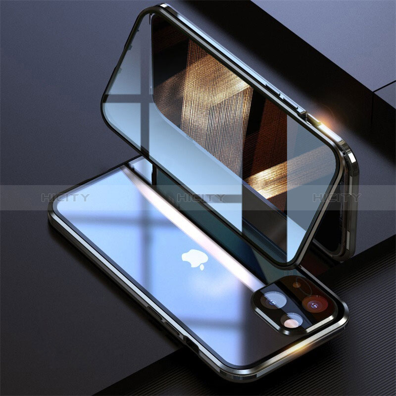 Coque Rebord Bumper Luxe Aluminum Metal Miroir 360 Degres Housse Etui Aimant M08 pour Apple iPhone 15 Plus