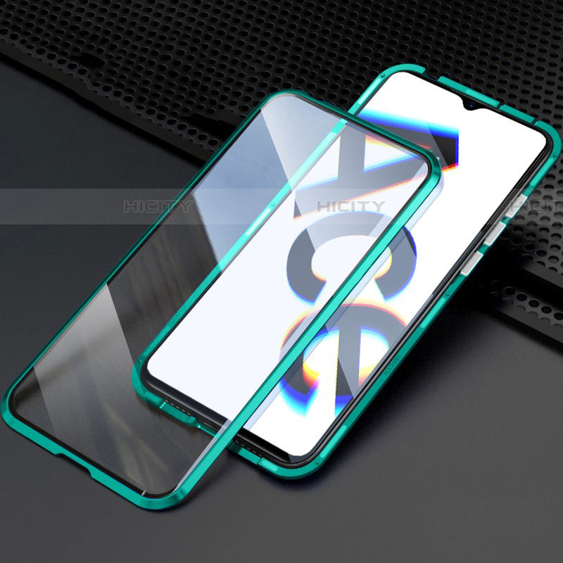 Coque Rebord Bumper Luxe Aluminum Metal Miroir 360 Degres Housse Etui Aimant M08 pour Oppo Reno Ace Vert Plus