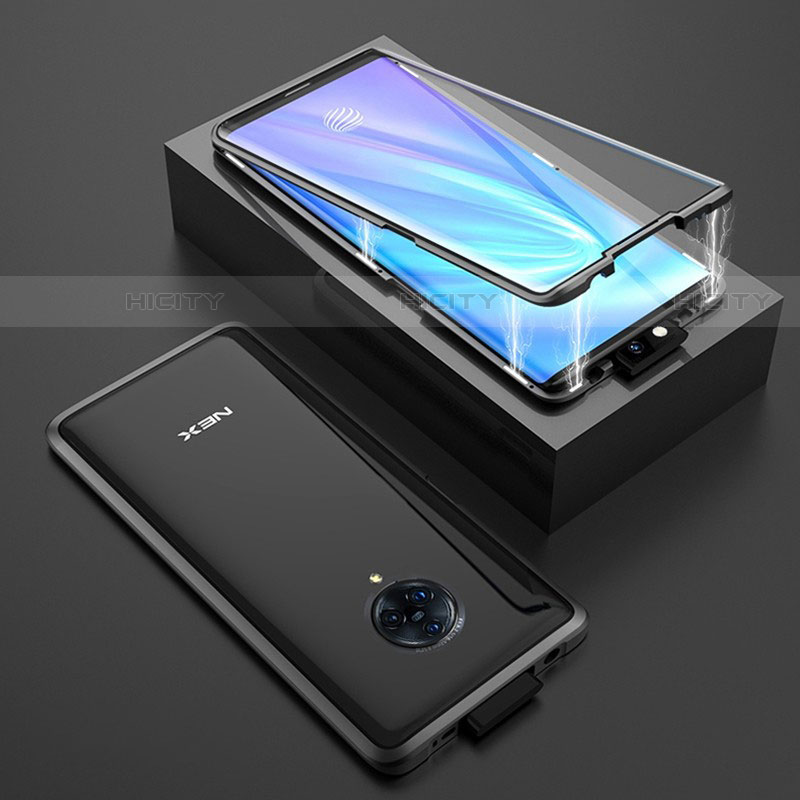 Coque Rebord Bumper Luxe Aluminum Metal Miroir 360 Degres Housse Etui Aimant M08 pour Vivo Nex 3S Noir Plus