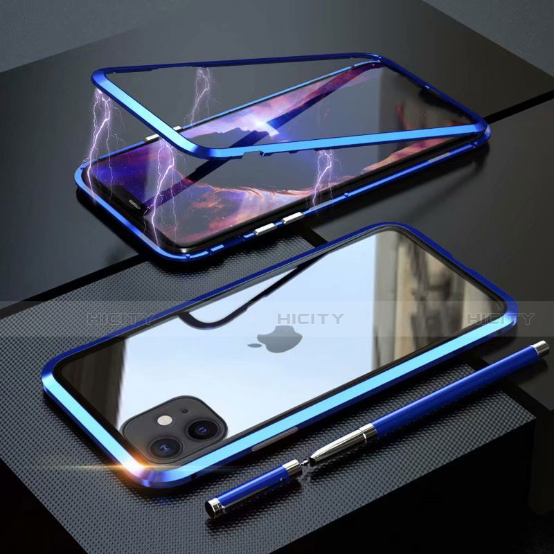 Coque Rebord Bumper Luxe Aluminum Metal Miroir 360 Degres Housse Etui Aimant M09 pour Apple iPhone 11 Plus