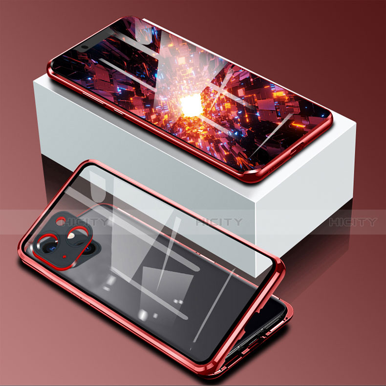 Coque Rebord Bumper Luxe Aluminum Metal Miroir 360 Degres Housse Etui Aimant M09 pour Apple iPhone 13 Plus