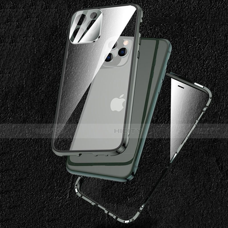 Coque Rebord Bumper Luxe Aluminum Metal Miroir 360 Degres Housse Etui Aimant M09 pour Apple iPhone 14 Pro Max Plus