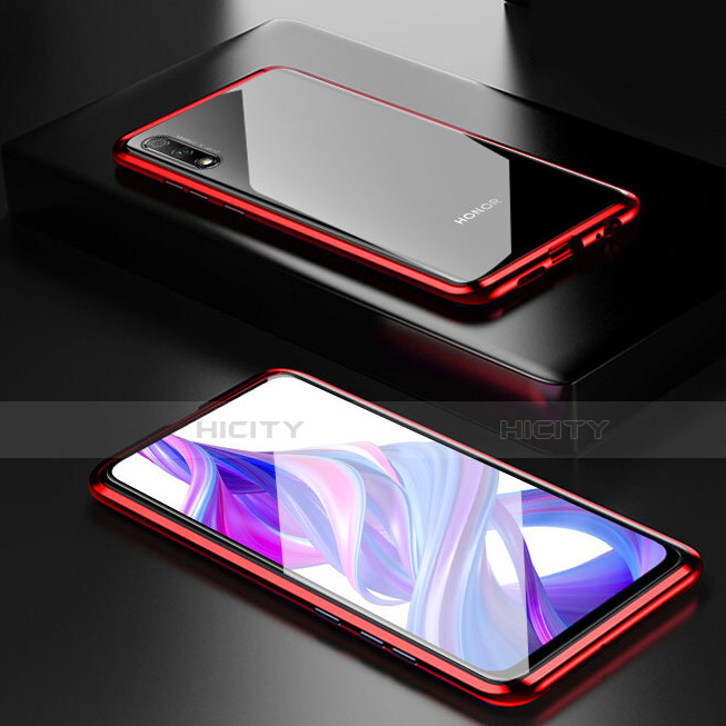 Coque Rebord Bumper Luxe Aluminum Metal Miroir 360 Degres Housse Etui Aimant M09 pour Huawei Honor 9X Rouge Plus