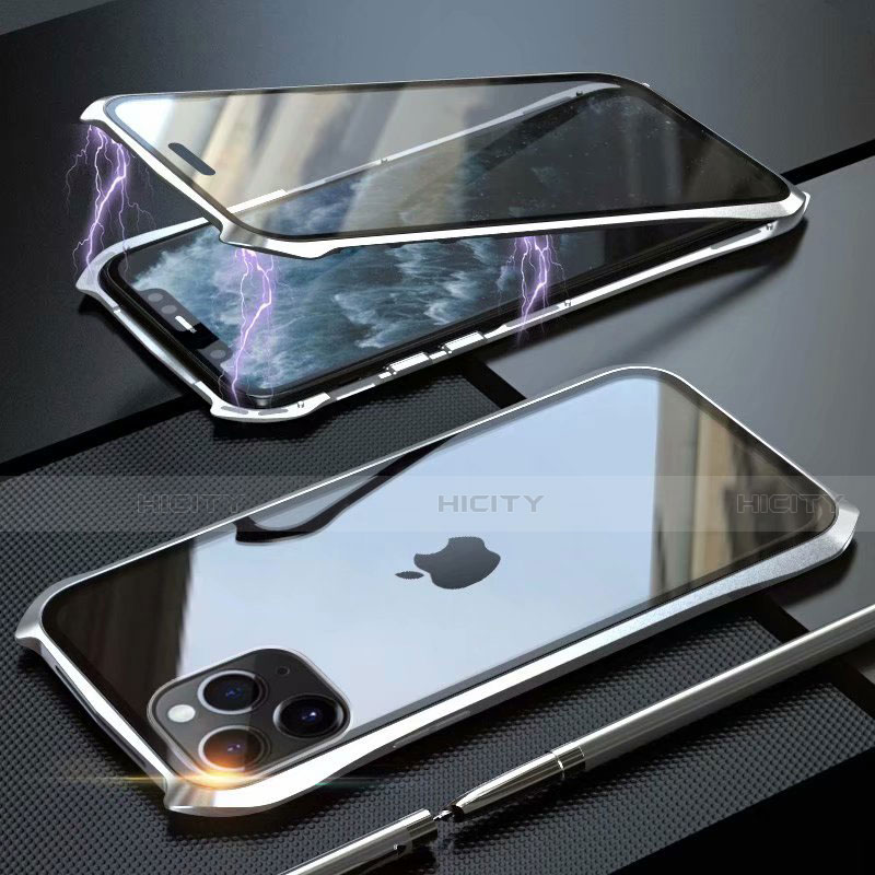 Coque Rebord Bumper Luxe Aluminum Metal Miroir 360 Degres Housse Etui Aimant M10 pour Apple iPhone 11 Pro Plus