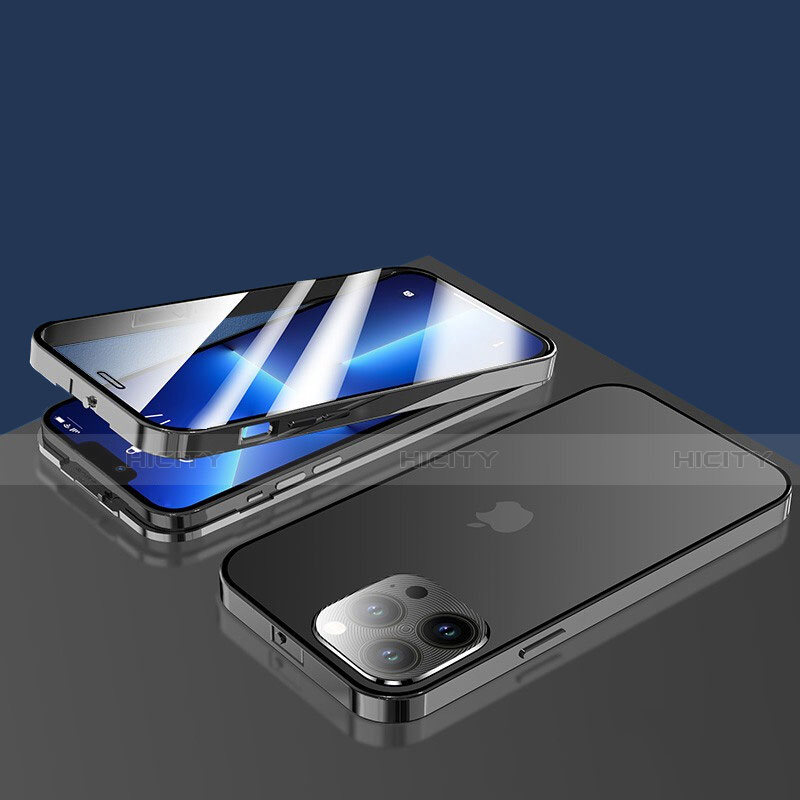 Coque Rebord Bumper Luxe Aluminum Metal Miroir 360 Degres Housse Etui Aimant M10 pour Apple iPhone 13 Pro Max Plus