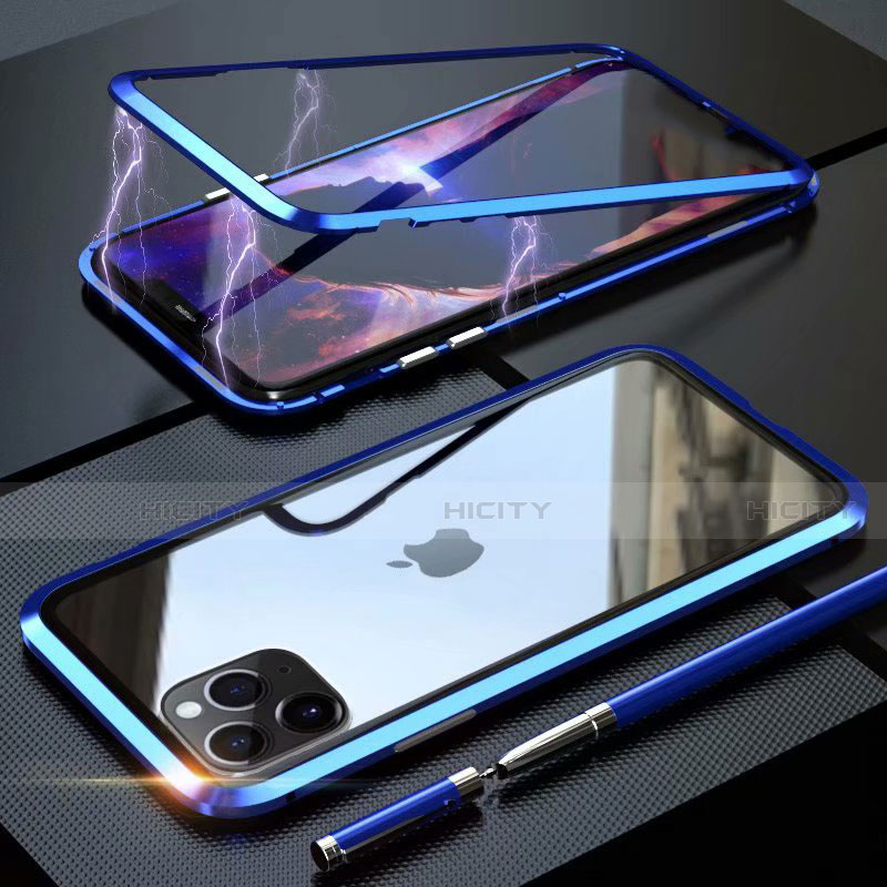 Coque Rebord Bumper Luxe Aluminum Metal Miroir 360 Degres Housse Etui Aimant M14 pour Apple iPhone 11 Pro Plus