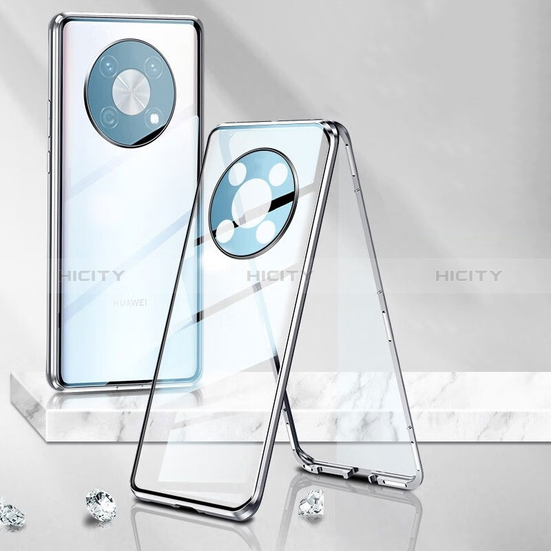 Coque Rebord Bumper Luxe Aluminum Metal Miroir 360 Degres Housse Etui Aimant P01 pour Huawei Enjoy 50 Pro Argent Plus