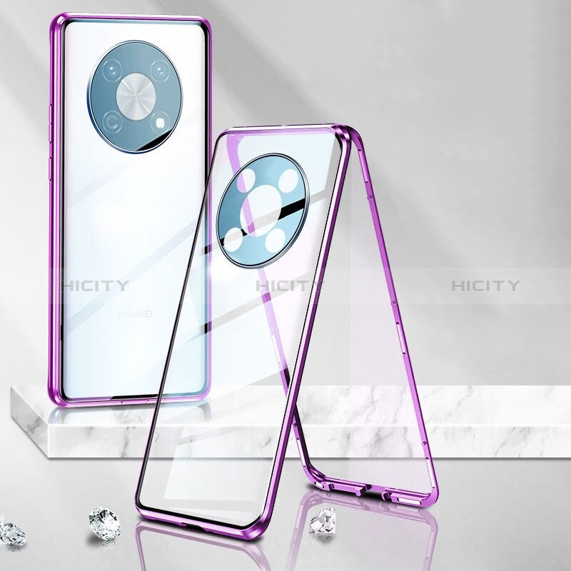 Coque Rebord Bumper Luxe Aluminum Metal Miroir 360 Degres Housse Etui Aimant P01 pour Huawei Enjoy 50 Pro Violet Plus