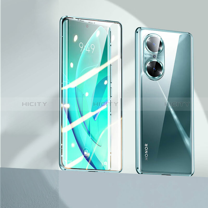 Coque Rebord Bumper Luxe Aluminum Metal Miroir 360 Degres Housse Etui Aimant P01 pour Huawei Honor 60 Pro 5G Vert Plus