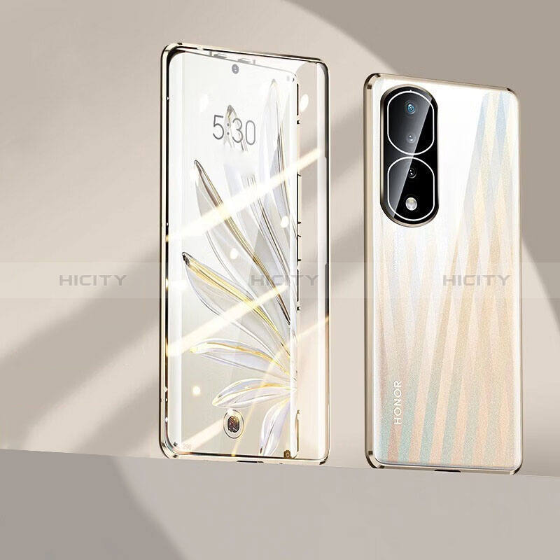 Coque Rebord Bumper Luxe Aluminum Metal Miroir 360 Degres Housse Etui Aimant P01 pour Huawei Honor 80 Pro Flat 5G Or Plus