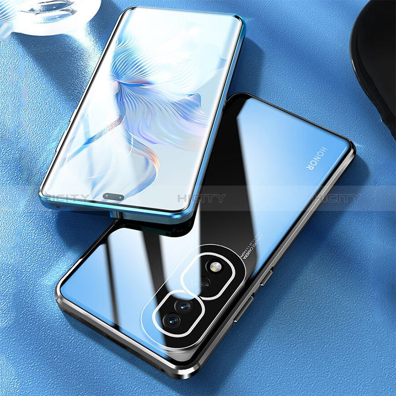 Coque Rebord Bumper Luxe Aluminum Metal Miroir 360 Degres Housse Etui Aimant P01 pour Huawei Honor 80 Pro Flat 5G Plus