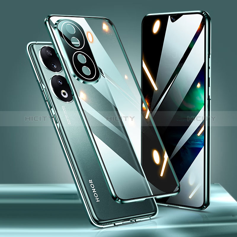 Coque Rebord Bumper Luxe Aluminum Metal Miroir 360 Degres Housse Etui Aimant P01 pour Huawei Honor 90 5G Vert Plus