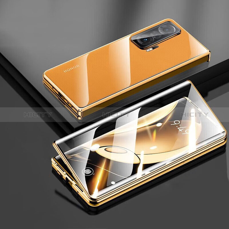 Coque Rebord Bumper Luxe Aluminum Metal Miroir 360 Degres Housse Etui Aimant P01 pour Huawei Honor Magic V 5G Plus