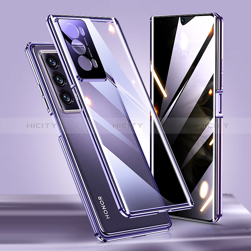 Coque Rebord Bumper Luxe Aluminum Metal Miroir 360 Degres Housse Etui Aimant P01 pour Huawei Honor Magic V2 5G Plus