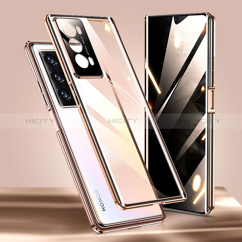 Coque Rebord Bumper Luxe Aluminum Metal Miroir 360 Degres Housse Etui Aimant P01 pour Huawei Honor Magic V2 5G Plus