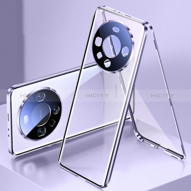 Coque Rebord Bumper Luxe Aluminum Metal Miroir 360 Degres Housse Etui Aimant P01 pour Huawei Mate 60 Plus