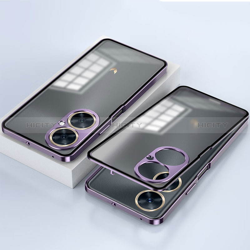 Coque Rebord Bumper Luxe Aluminum Metal Miroir 360 Degres Housse Etui Aimant P01 pour Huawei Nova 11i Violet Plus