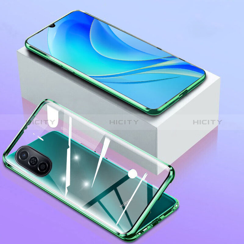 Coque Rebord Bumper Luxe Aluminum Metal Miroir 360 Degres Housse Etui Aimant P01 pour Huawei Nova Y70 Vert Plus