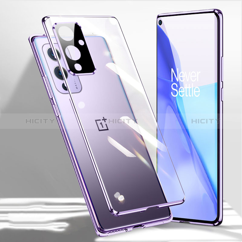 Coque Rebord Bumper Luxe Aluminum Metal Miroir 360 Degres Housse Etui Aimant P01 pour OnePlus 9 Pro 5G Violet Plus