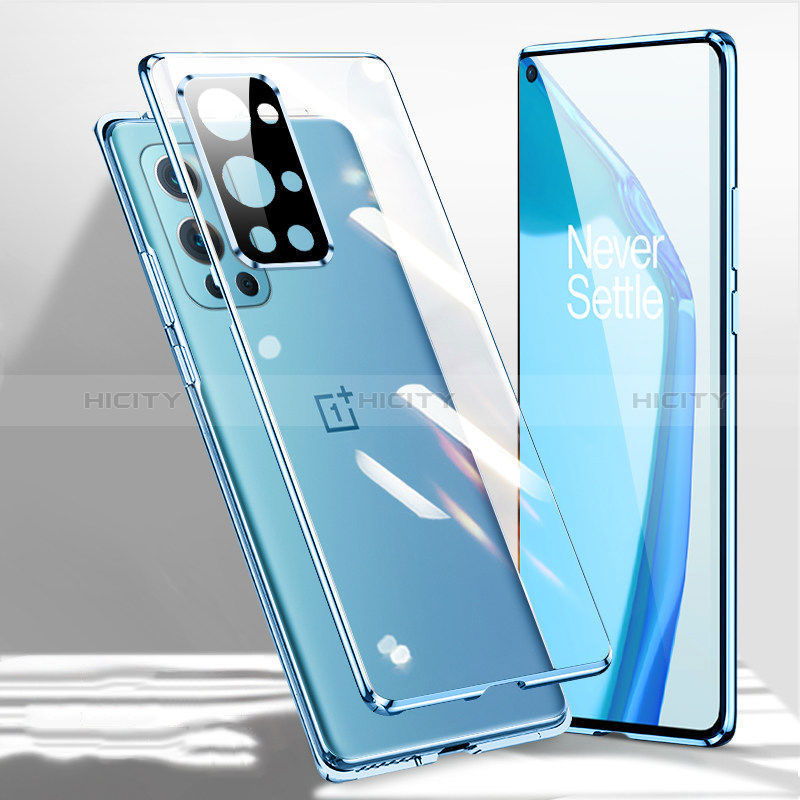 Coque Rebord Bumper Luxe Aluminum Metal Miroir 360 Degres Housse Etui Aimant P01 pour OnePlus 9R 5G Bleu Plus