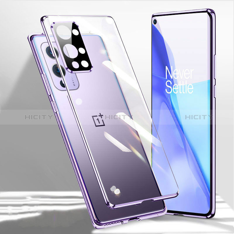 Coque Rebord Bumper Luxe Aluminum Metal Miroir 360 Degres Housse Etui Aimant P01 pour OnePlus 9R 5G Violet Plus