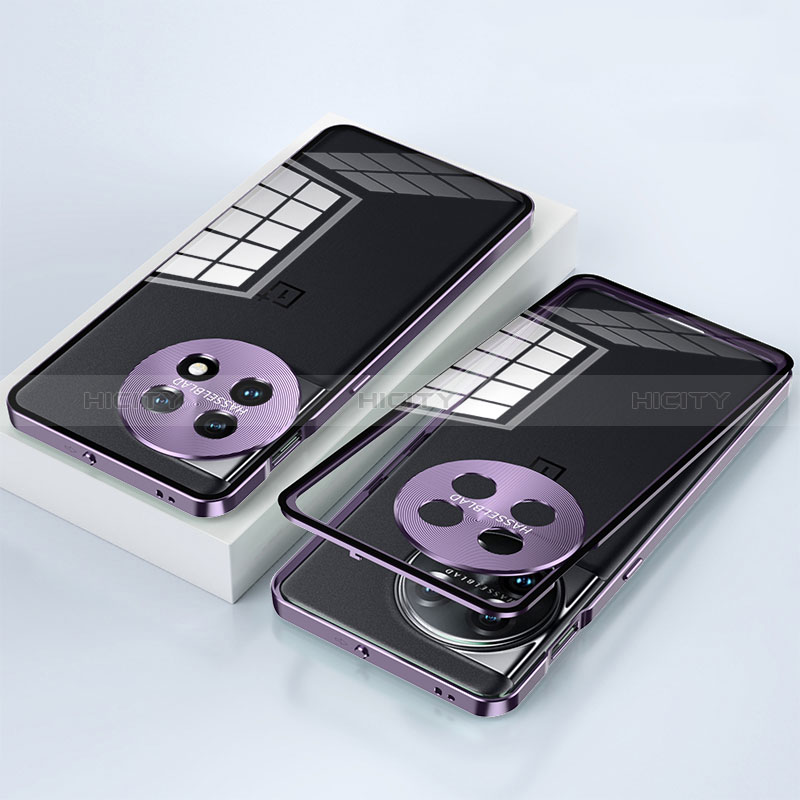 Coque Rebord Bumper Luxe Aluminum Metal Miroir 360 Degres Housse Etui Aimant P01 pour OnePlus Ace 2 5G Violet Plus