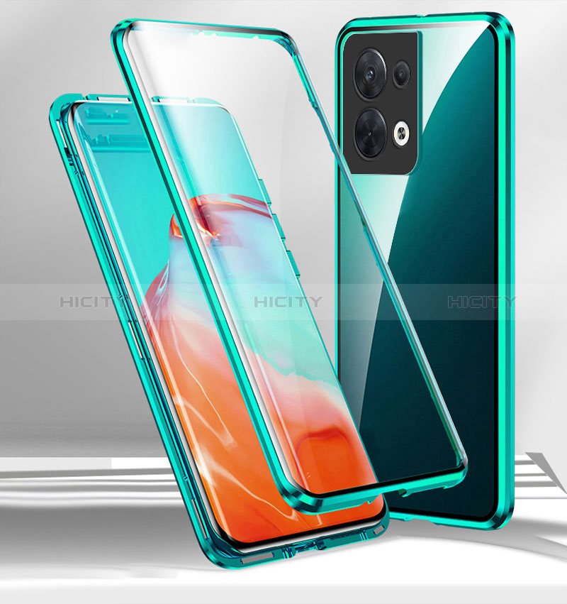 Coque Rebord Bumper Luxe Aluminum Metal Miroir 360 Degres Housse Etui Aimant P01 pour OnePlus Ace 2V 5G Vert Plus