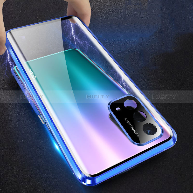 Coque Rebord Bumper Luxe Aluminum Metal Miroir 360 Degres Housse Etui Aimant P01 pour Oppo A54 5G Plus