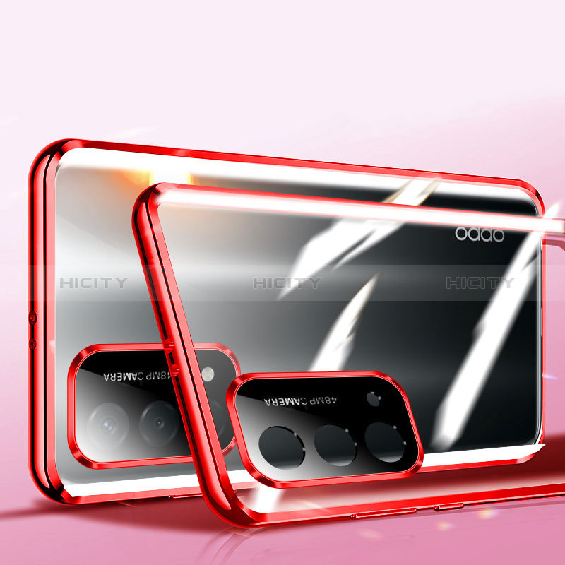 Coque Rebord Bumper Luxe Aluminum Metal Miroir 360 Degres Housse Etui Aimant P01 pour Oppo A74 5G Rouge Plus