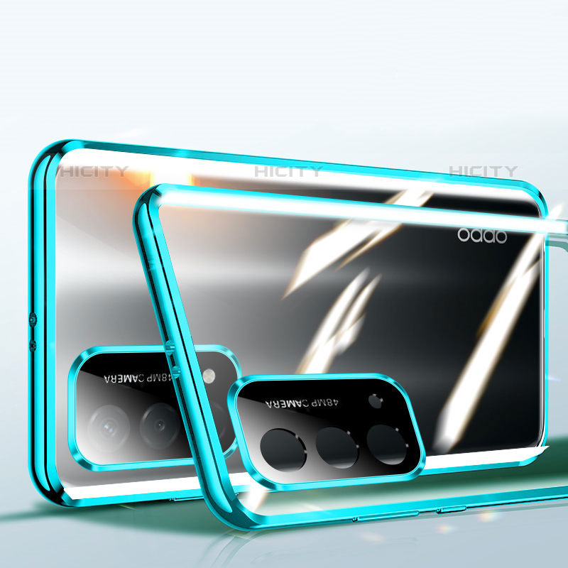 Coque Rebord Bumper Luxe Aluminum Metal Miroir 360 Degres Housse Etui Aimant P01 pour Oppo A93 5G Vert Plus