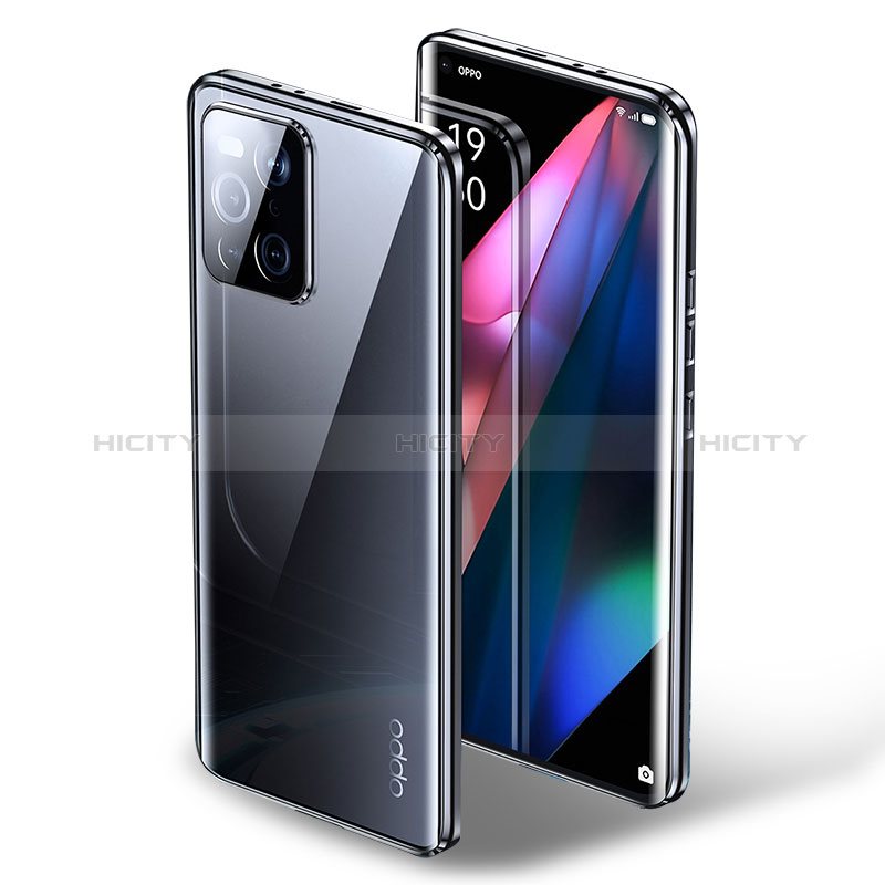 Coque Rebord Bumper Luxe Aluminum Metal Miroir 360 Degres Housse Etui Aimant P01 pour Oppo Find X3 5G Plus