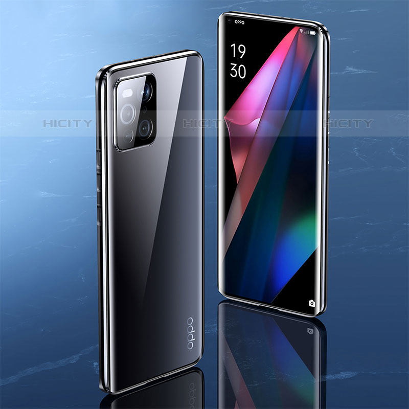 Coque Rebord Bumper Luxe Aluminum Metal Miroir 360 Degres Housse Etui Aimant P01 pour Oppo Find X3 Pro 5G Plus