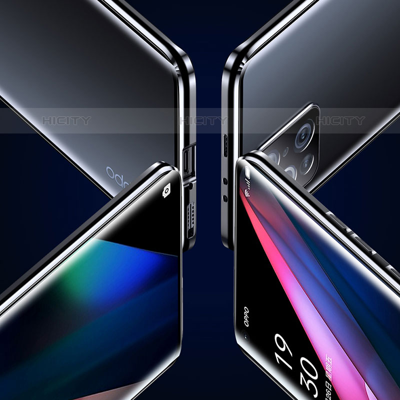 Coque Rebord Bumper Luxe Aluminum Metal Miroir 360 Degres Housse Etui Aimant P01 pour Oppo Find X3 Pro 5G Plus